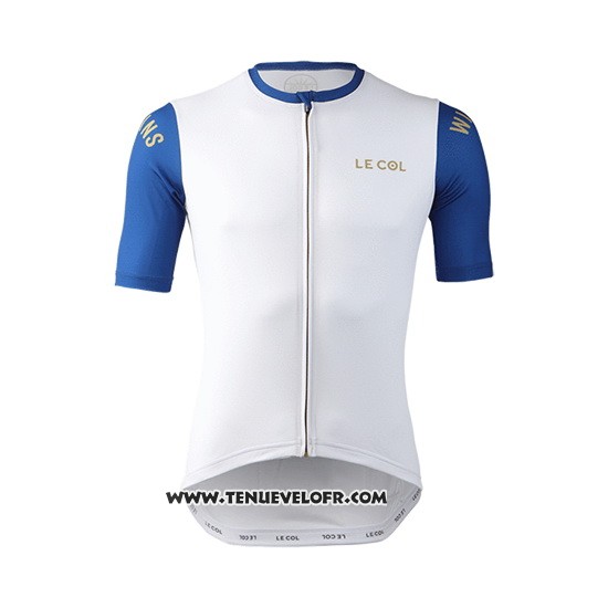 2019 Maillot Ciclismo Lecol Blanc Bleu Manches Courtes et Cuissard